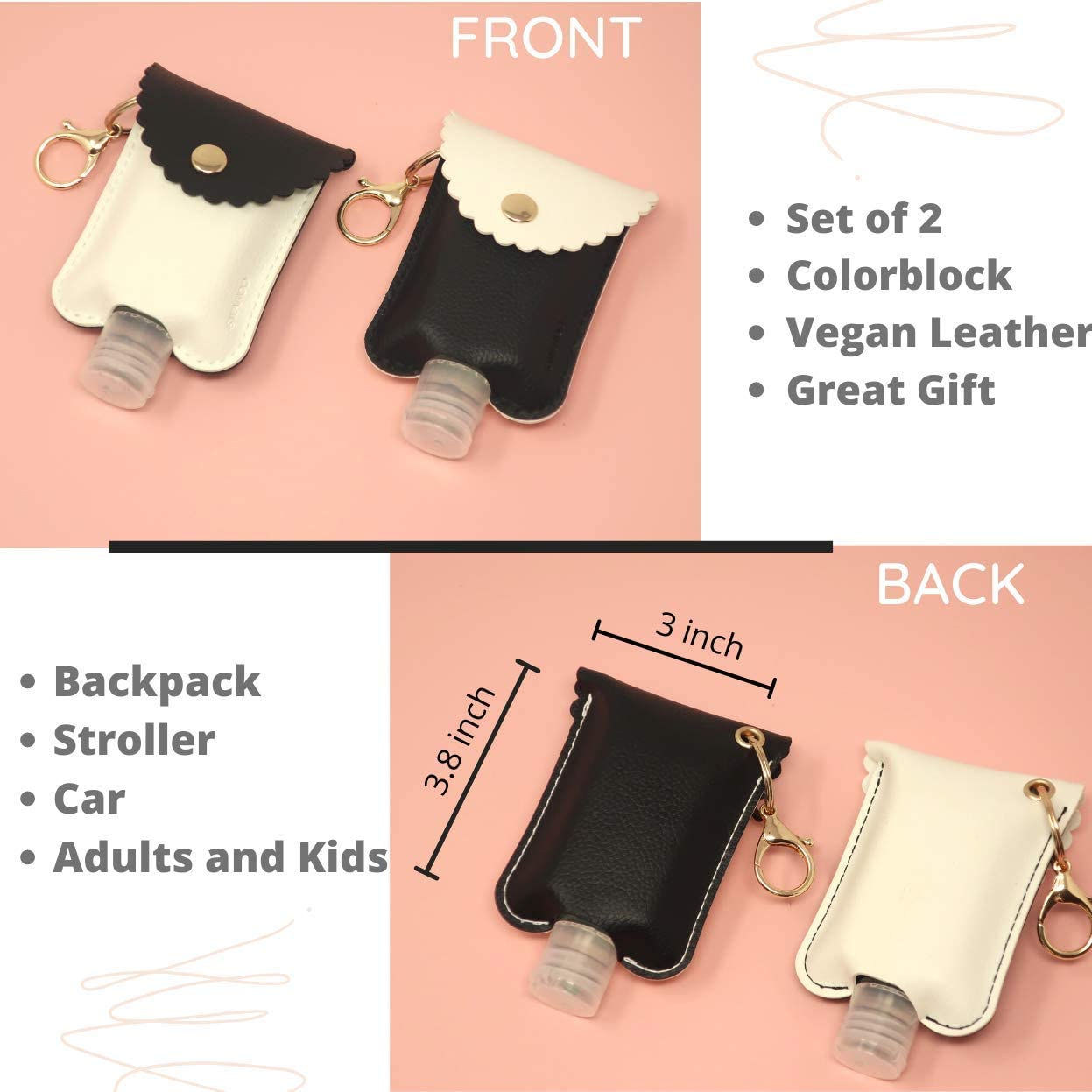 Swanoo Hand Sanitizer Holder Keychain - Compatible with Any Travel Size 2oz Sanitizer Bottl - Swanoo