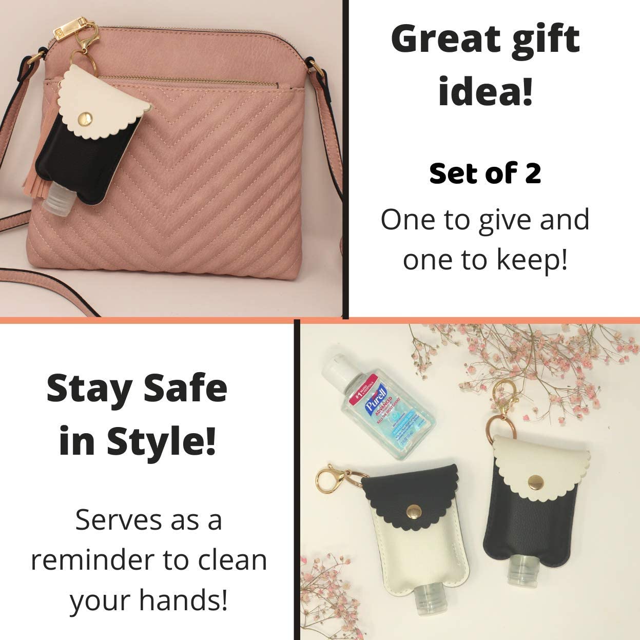 Swanoo Hand Sanitizer Holder Keychain - Compatible with Any Travel Size 2oz Sanitizer Bottl - Swanoo